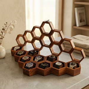 Organizador de Relojes de Madera con Cojines Suaves, Estuche de Exhibición de Relojes de Madera con Cerradura y Llave de AYAANS - Product Image 6