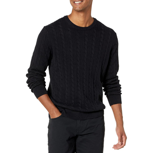 <b>Men's</b> Beige Cable Knit Crew Neck <b>Pullover</b> Sweater Full Sleeve Plus Size Autumn Standard Thickness 100% Acrylic - Product Image 3