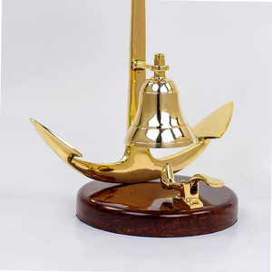 Campana de Servicio Marítima de Latón Vintage con Ancla y Rueda de Barco, Decoración Náutica para Barco, Hogar o Zona Costera - Product Image 6