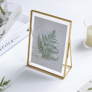 <b>Gold</b> Metal Photo <b>Frame</b> Rectangular Vertical Tabletop Display Durable Brass Finish - Product Image 3