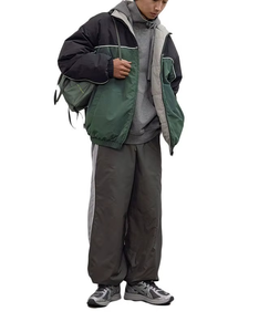 Custom Unisex High Quality Nylon <b>Tracksuit</b> Black Straight Leg Double Lined Set Men Women OEM Manufacturer Sportswear - Product Image 3