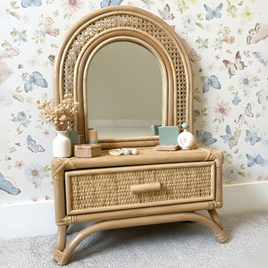 Make up vanity <b>table</b> small size for child rattan make-up desk handcrafted kid room furniture - Product Image 5