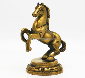 Figurine de cheval en laiton plaqué or, sculpture animale, décoration d'intérieur, artisanat métallique - Product Image 6