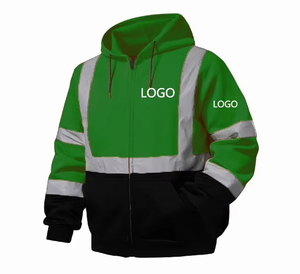 Sweat-shirt de sécurité haute visibilité classe 3 avec poches, réfléchissant, pour travaux de construction, bleu avec bas noir, logo personnalisé - Product Image 2