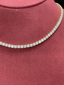 Collar de Oro Amarillo Sólido de 18K con Diamantes Estilo Tenis |   Lujoso y Elegante Conjunto Continuo para Mujer - Product Image 2