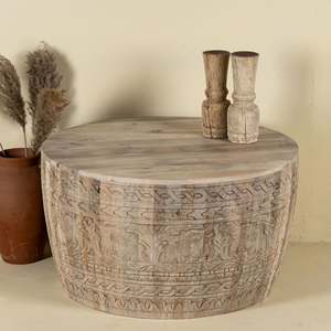 Mesa de Centro Rectangular Extensible de Madera Maciza Hecha a Mano con Tallado para Muebles de Sala de Estar - Product Image 3