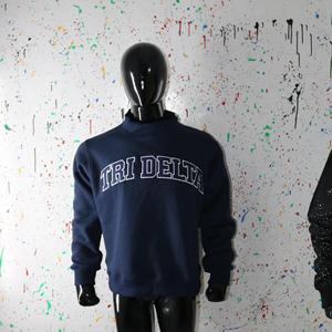 Sweat-shirt à col montant bleu, 100% broderie appliquée, col large, URBAN PRODUCTIONS - Product Image 2