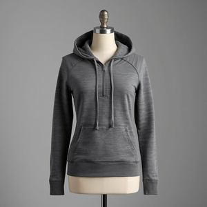 เสื้อฮู้ดผู้หญิงแบบสวมหัว ซิป 3/4 ผ้าฝ้ายฟลีซน้ำหนักเบา พร้อมบริการปรับแต่งแบบ OEM ODM - Product Image 4
