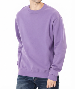 Sudadera de cuello redondo verde sólido para hombre, corte regular, 100% algodón, felpa francesa, estilo casual para invierno - Product Image 6