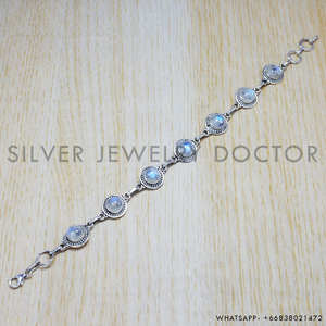 Rainbow Moonstone Handmade <b>Bracelet</b> 925 Sterling <b>Silver</b> Elegant Jewelry Design For Women Bulk Wholesale <b>Silver</b> <b>Bracelet</b> - Product Image 3