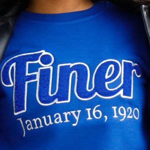 Finer January 16 1920 Blue Chenille Sweatshirt Women Zeta Phi Beta Inspired <b>Silver</b> Outline Casual Pullover <b>Top</b> - Product Image 4