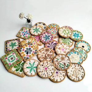 Natural Woven Rattan Cup Coaster Handmade Drink Mat Eco Friendly <b>Table</b> <b>Protection</b> - Product Image 1