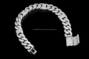 Bracelet Miami Cuban Mariner Link en moissanite et diamants entièrement serti en argent sterling 925 massif, style hip-hop, pour toute occasion spéciale - Product Image 3