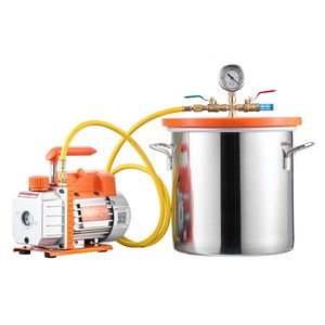 Pompa per vuoto monostadio da 3,5 CFM, kit camera di degassificazione in acciaio inossidabile, recipiente a pressione in vetro temperato da 5 galloni per camera a vuoto - Product Image 1