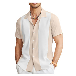 <b>Summer</b> Hawaiian <b>Shirt</b> for <b>Men</b> Casual Stripe Printed Fabric Short Sleeve Cardigan Male <b>Shirts</b> Hawaii Beach Male <b>Shirts</b> - Product Image 2