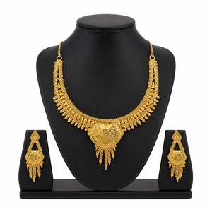 Juego de Joyería de Latón Chapado en Oro de 14K, 18K, 24K con Diseño Floral Tradicional, Collares de Moda al por Mayor - Product Image 1