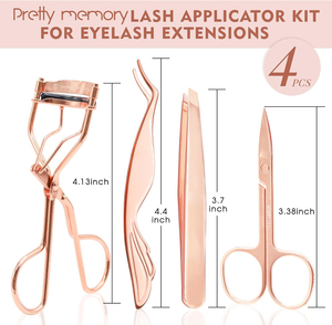 Ensemble professionnel de recourbe-cils et pinces à épiler en or rose, 4 pièces, outils de maquillage beauté avec ciseaux à sourcils - Product Image 5