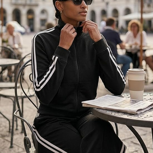 Conjunto de 2 Piezas para Mujer con Logotipo Personalizado, Top Raglán de Manga Larga y Pantalones Ajustados de Jersey de Algodón para Verano - Product Image 5