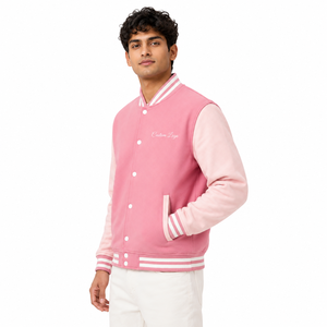 Veste universitaire personnalisée pour homme en coton et laine, manches longues, fermeture à boutons-pression, détails en tricot côtelé, plusieurs poches, tendance - Product Image 3