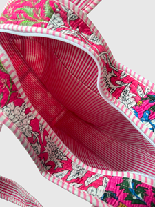 Floral Cotton <b>Heart</b> Shape Tote <b>Bag</b> With Panelled Design Bohemian Style For Shopping - Product Image 5