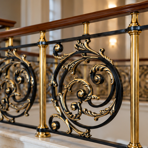 Rampe d'escalier en laiton sculpté pour hôtels de luxe, villas et escaliers classiques - Product Image 3