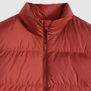 Chaqueta Acolchada Roja para Hombre con Cuello Alto y Capucha, Cierre de Cremallera, Cortavientos, Informal de Invierno, Relleno de Algodón, Corte Regular - Product Image 4