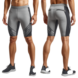 Pantalones Cortos Deportivos Modernos para Hombre en Gris Jaspeado con Estampado, Tela Ligera de Alto Rendimiento y Construcción Premium para Ropa Deportiva - Product Image 2