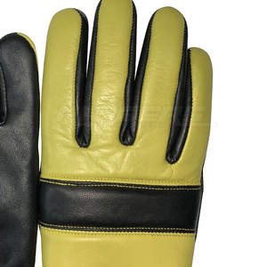 Leather Gloves For Men Women <b>Black</b> Yellow Casual Winter Outdoor OEM Custom Logo Gloves Supplier Warm Fleece Lined Leather Gloves - Product Image 4