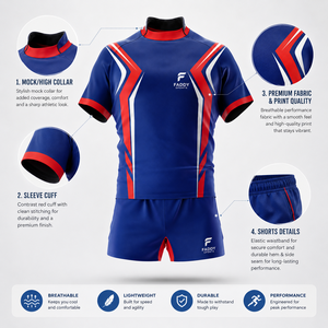 Ensemble de maillots de rugby personnalisés par sublimation, uniforme de rugby professionnel respirant, kit d'entraînement à séchage rapide, vêtements de sport pour hommes, club - Product Image 4