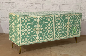Mesa de consola con Incrustaciones de nácar verde, juego de mesa de centro y soporte de TV de nácar floral, café de nácar OEM - Product Image 3