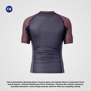 Unisex Adult Ergonomic Anti-Microbial Anti-UV Compression Rashguard Gym Wear Polyester/Spandex 220g <b>Heat</b>-Transfer Printed <b>Back</b> - Product Image 4