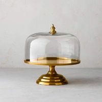 Dôme à gâteau élégant en métal avec couvercle en verre, écologique, compatible lave-vaisselle, support décoratif pour gâteau, taille et couleur personnalisables pour la cuisine