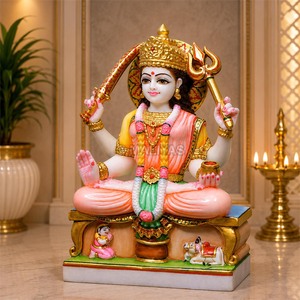 Sculpture en marbre Santoshi Mata |   Statue de Santoshi Maa et Murti de Santoshi Mata avec Trishul et épée |   MALIYAS Jaipur - Product Image 3