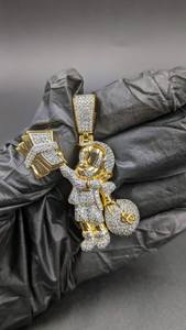 Luxury Iced Cartoon Money <b>Boy</b> VVS Moissanite IGI Certified Claw Setting Charm Pendant <b>Necklace</b> 925 Sterling Silver Hip Hop Bling - Product Image 2