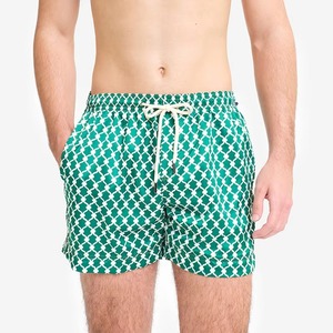 <b>Mens</b> Green Geometric Swim <b>Trunks</b> Quick Dry Beach Shorts Drawstring Summer Board Shorts OEM Wholesale <b>Mens</b> Printed Swim <b>Trunks</b> - Product Image 2