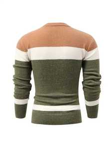 Chic men's color <b>block</b> striped knit crew neck long sleeve sweater – stylish winter outerwear for autumn and winter fashion. - Product Image 2