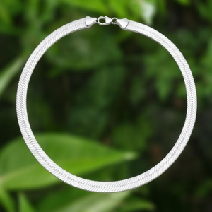 สร้อยคอแฟชั่นลายก้างปลา-เงินแท้ 925 ชุบโรเดียม ขนาด 6 มม. ยาว 18 นิ้ว - Product Image 3