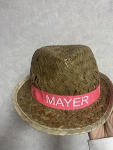 Vietnam Brown Striped Palm <b>Leaf</b> Hat with Hole Weaving Pattern for Party Wedding Casual Use - Product Image 1