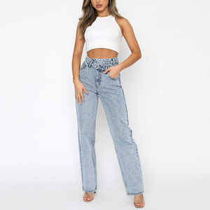 Pantalon ample personnalisé pour femme grande taille, taille élastique, en coton, décontracté, style urbain tendance, coupe large, pour femme, OEM - Product Image 1