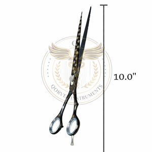 Tijeras para peluquería canina, curvadas, de acero inoxidable, 23 dientes, mango largo, para mano derecha, negras, 10.0 pulgadas, para uso doméstico - Product Image 2