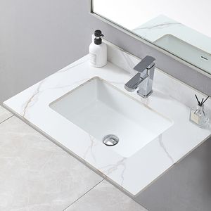 Lavabo da bagno in ceramica da 31 pollici Montary con piano in pietra, installazione sottopiano, foro singolo per rubinetto, con backsplash in Carrara Gold - Product Image 2