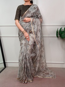 Indian Traditional Ethnic Casual Saree in Floral Print for Daily Wear and Festive Function for Women Fancy Trendy Outfit - Product Image 4