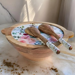 Handmade Lightweight Minimalist Wooden Enamel Bowl Set Eco-Friendly Food Serving <b>Utensils</b> for Parties from India - Product Image 5