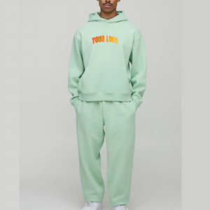 Conjunto de Sudadera con Capucha y Pantalones de Felpa 100% Algodón, con Logotipo Bordado Personalizado, Estilo Casual de Invierno, Ropa Urbana para Hombre, Conjunto de 2 Piezas - Product Image 4