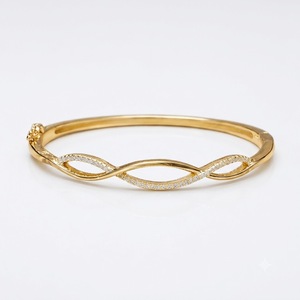 กำไลข้อมือเพชรทรงอินฟินิตี้ทองคำโรสโกลด์ 14K ประดับเพชรเลี้ยงในห้องปฏิบัติการ ดีไซน์เกลียวคลื่น สวยหรู เป็นของขวัญสำหรับผู้หญิง ชุดกำไลเจ้าสาว - Product Image 1