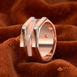 Modern 14K Rose Gold Set Hexagonal Diamond <b>Statement</b> <b>Ring</b> |Lab Grown Diamond Cluster <b>Ring</b> |Moissanite <b>Statement</b> Jewellery women - Product Image 2