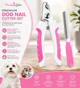 Flamia & Jabz Cortauñas Ecológico para Mascotas con Lima, Acero Inoxidable, Mango Blanco y Rosa para el Cuidado de las Uñas de Perros - Product Image 2