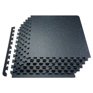 Tapis de sol de gym épais de 0,56 pouce, 6 dalles en caoutchouc avec dessus en mousse EVA, 25 po x 25 po, couverture de 25 pi² pour l'entraînement - Product Image 1