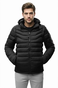 Blouson matelassé blanc à capuche pour femme, léger, coupe-vent, fermeture éclair sur le devant, manteau d'hiver décontracté, couleur unie, coupe ajustée, polyester, polaire - Product Image 2