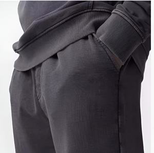 Ensemble de survêtement délavé pour homme de qualité supérieure, en tissu respirant, pour le sport et le jogging, avec sweat à capuche et pantalon, grande taille, style streetwear décontracté, OEM, très demandé - Product Image 3